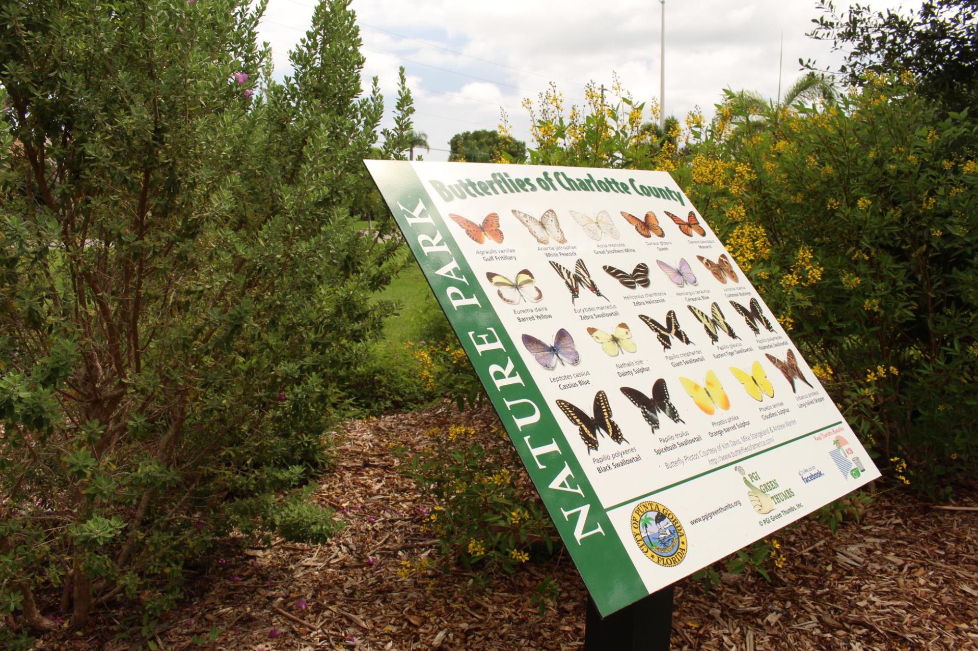 nature park with sign of butterflies of charlotte county