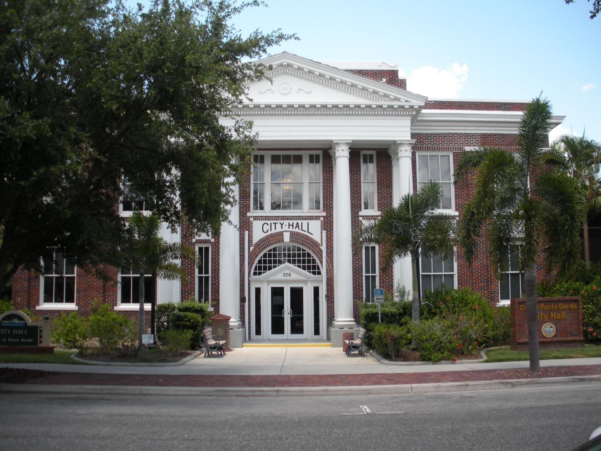 Front view of City Hall building.